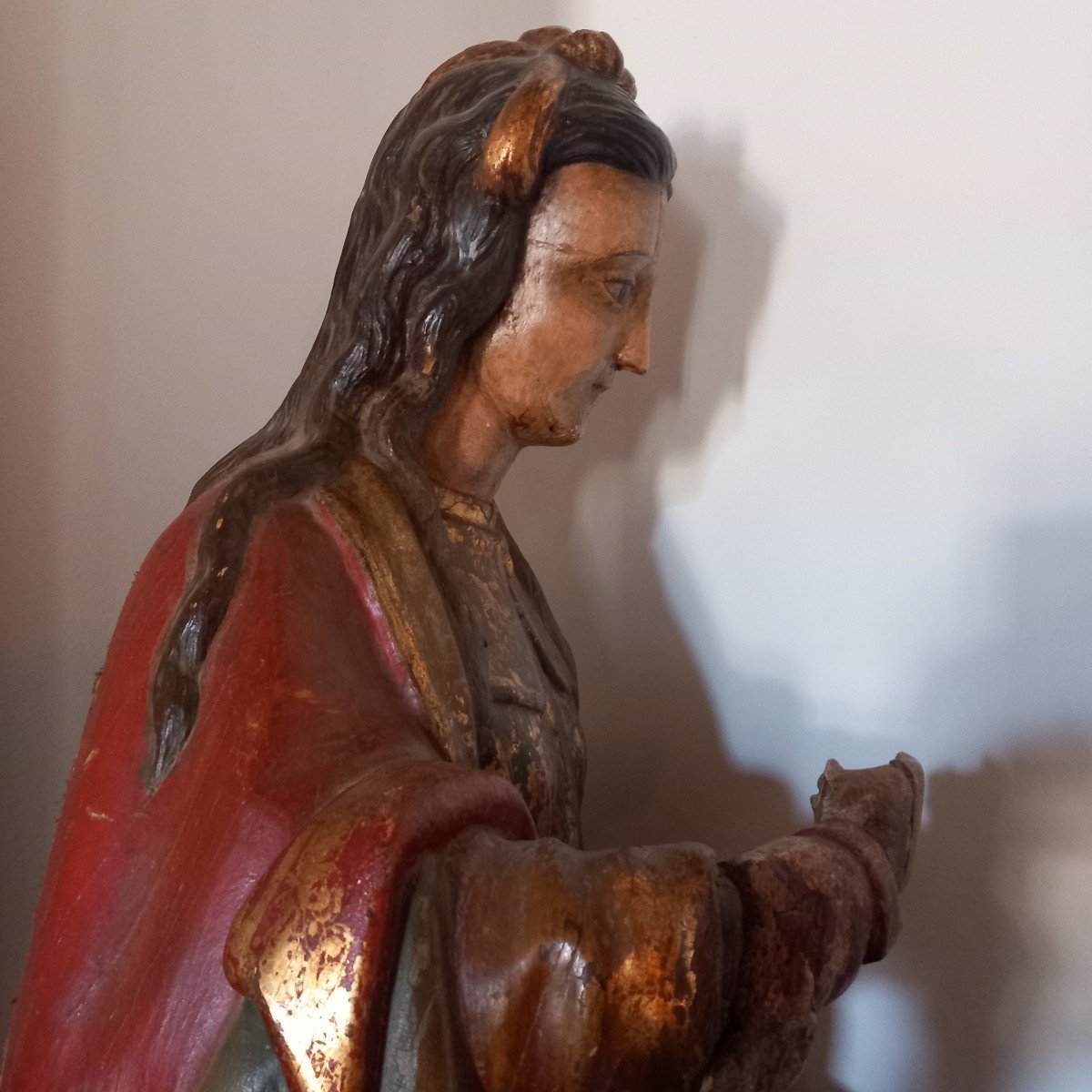Grande 'Vierge au missel' bois sculpté, polychromé et doré. Provence époque milieu 18ème.-photo-4