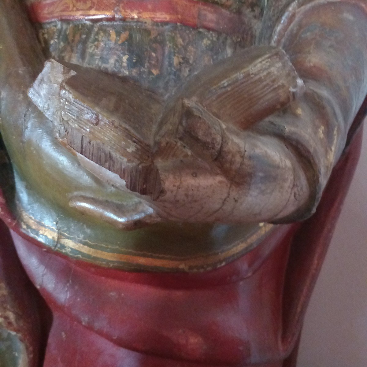 Grande 'Vierge au missel' bois sculpté, polychromé et doré. Provence époque milieu 18ème.-photo-5