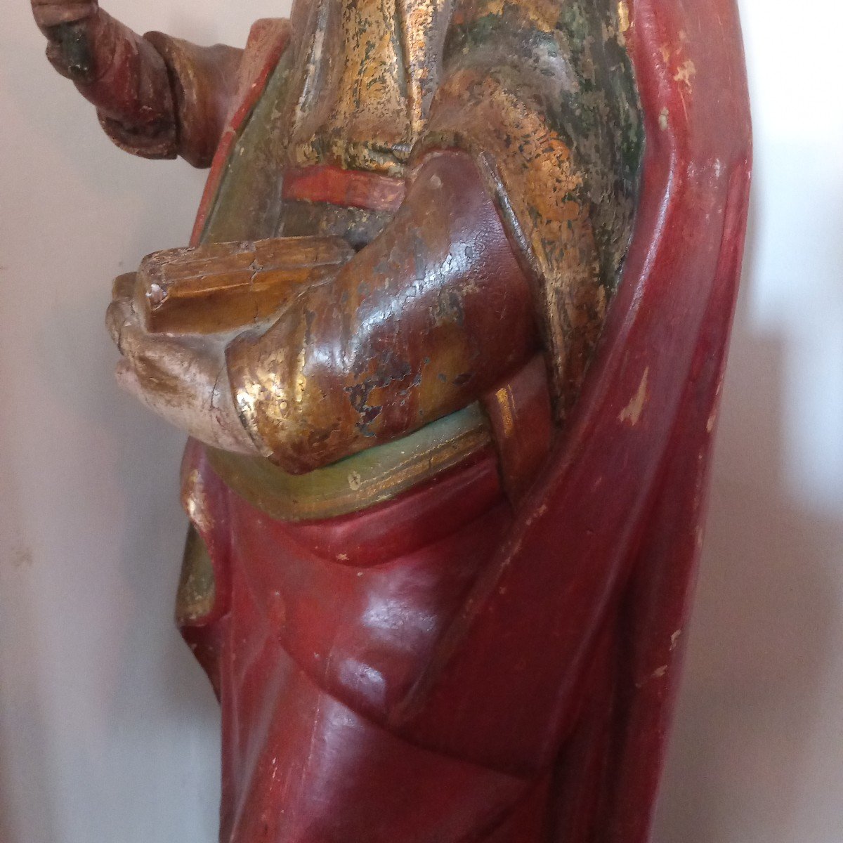 Grande 'Vierge au missel' bois sculpté, polychromé et doré. Provence époque milieu 18ème.-photo-7