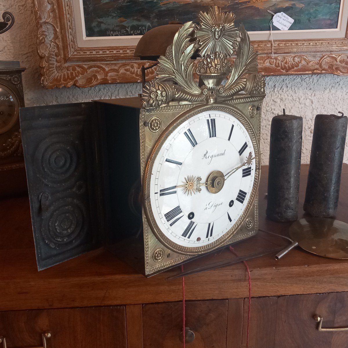 Horloge de parquet en noyer, époque 19ème. Etat de marche.-photo-5