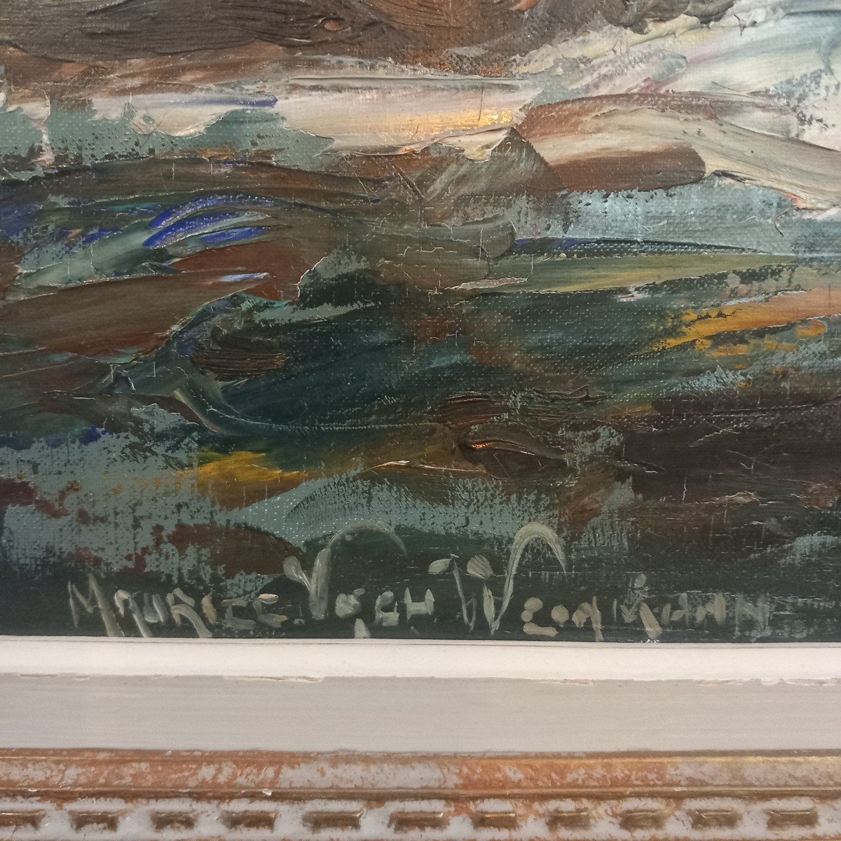 Huile sur toile "les lavandières aux Eaux Chaudes", Digne. Maurice Vagh Weinmann,1971.-photo-4