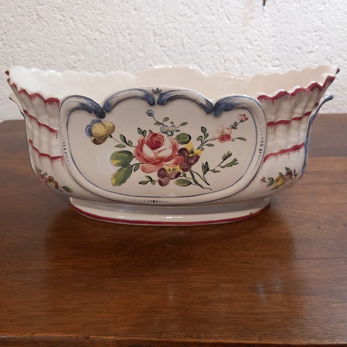 Belle jardinière, faïence de Marseille de la Veuve Perrin, époque 19ème.-photo-3