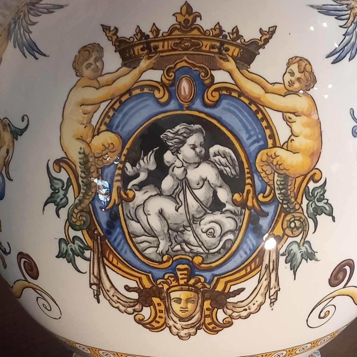 Grand pichet à cidre, faïence de GIEN, époque 19ème.-photo-1