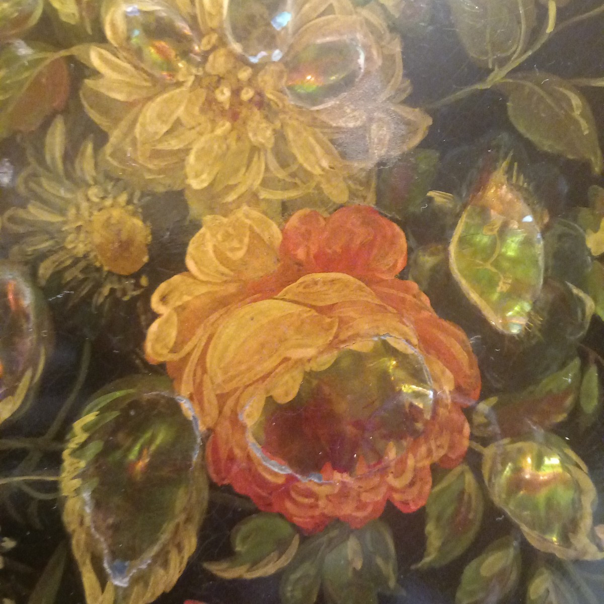 Guéridon d'époque Napoléon III, bois laqué et burgauté.-photo-4