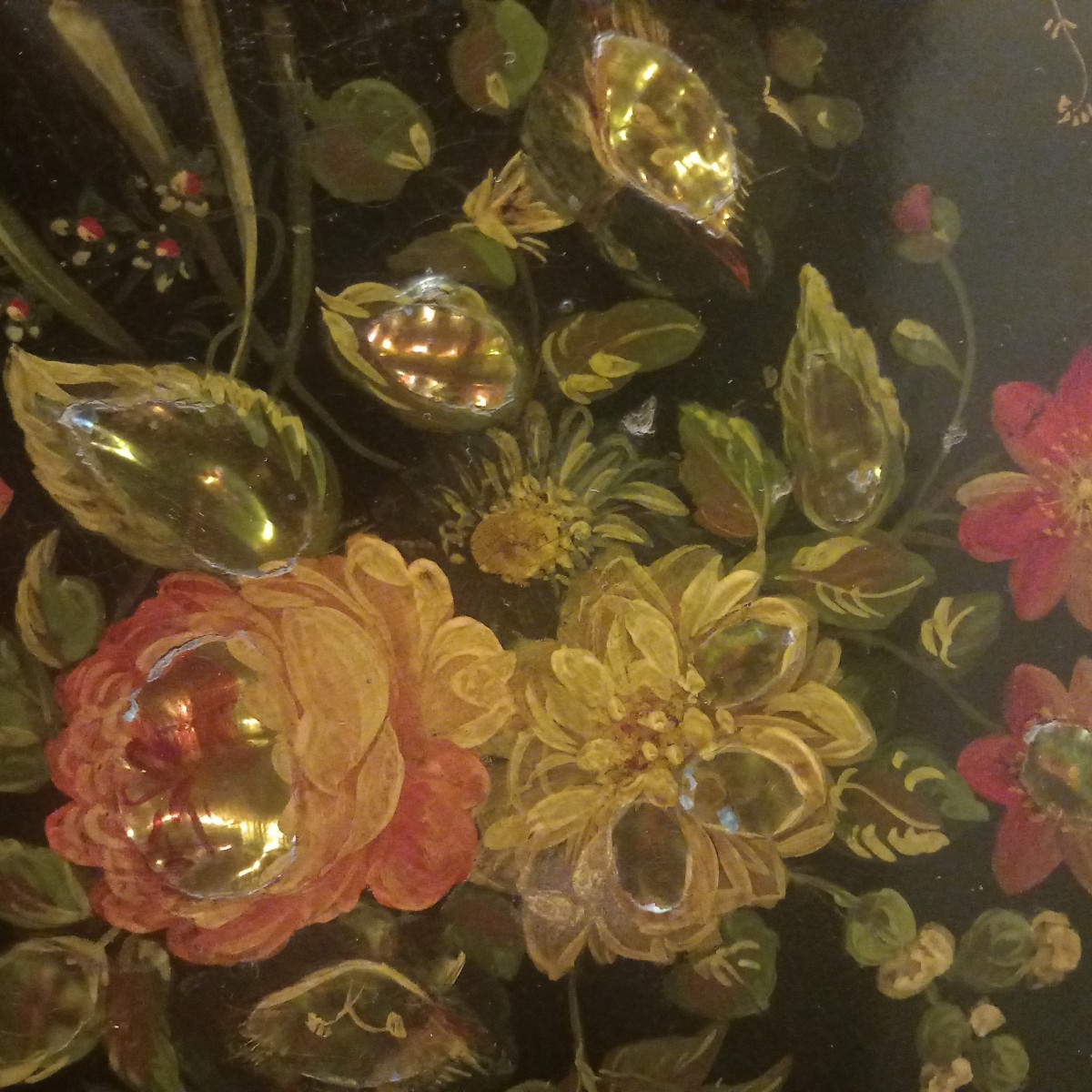 Guéridon d'époque Napoléon III, bois laqué et burgauté.-photo-5