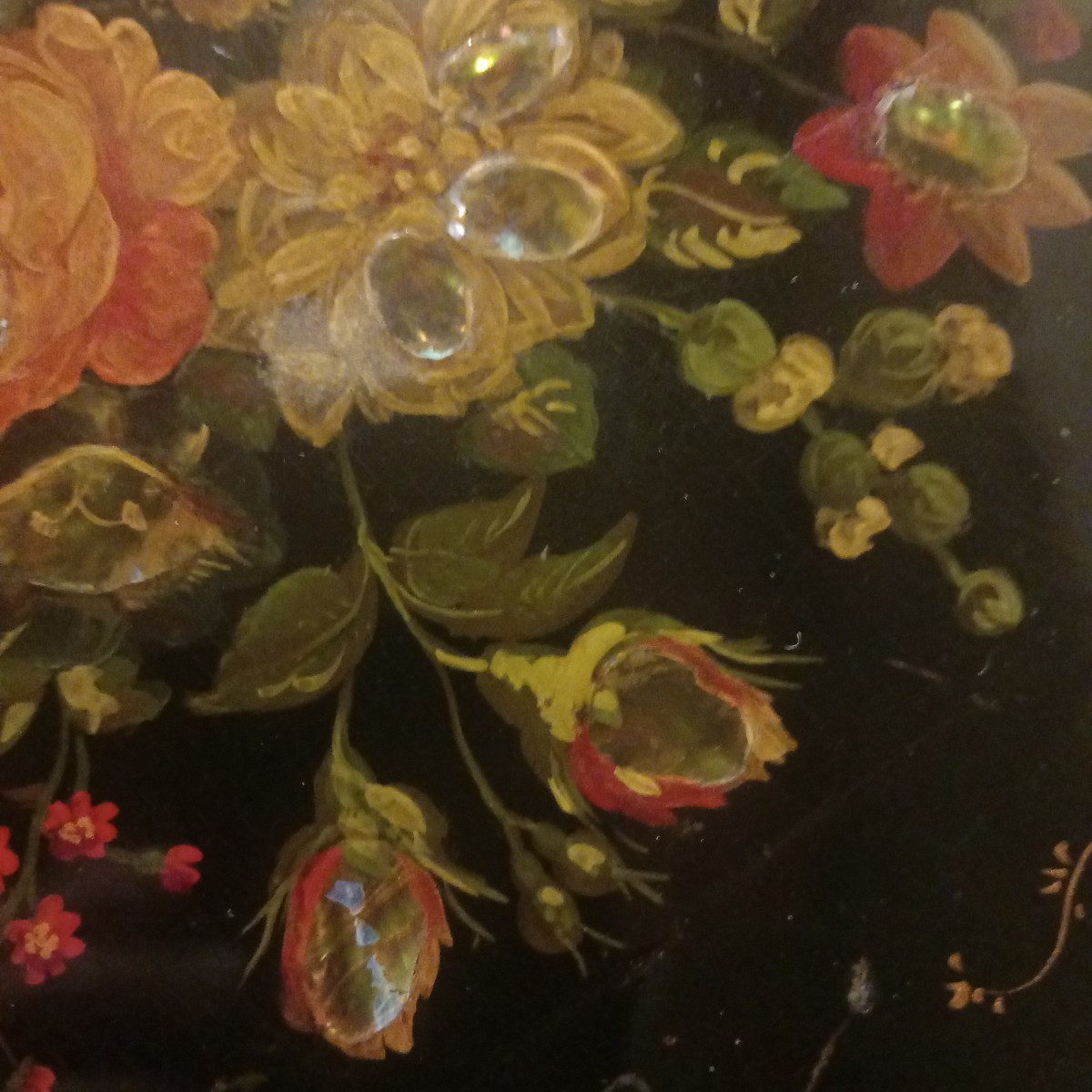 Guéridon d'époque Napoléon III, bois laqué et burgauté.-photo-7