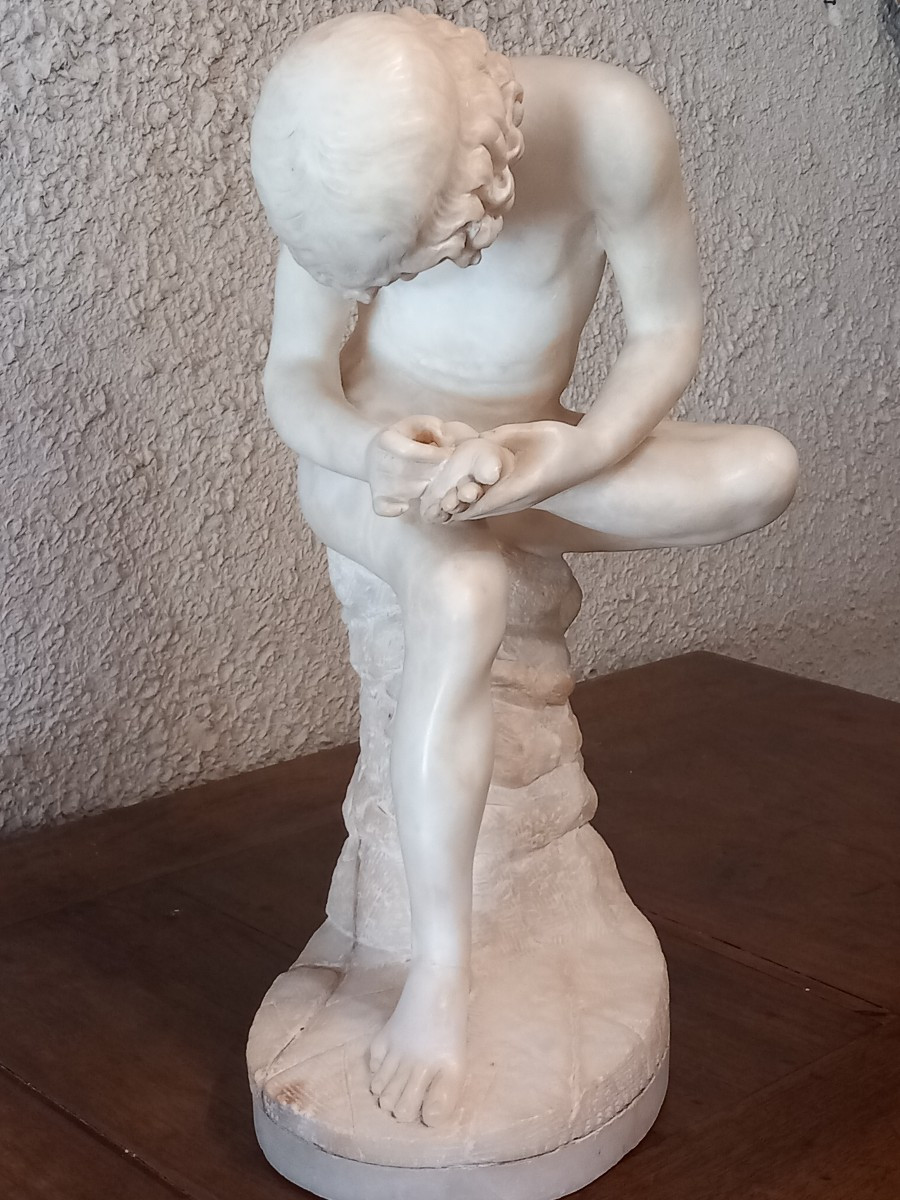 Big Spinario In White Marber.-photo-2