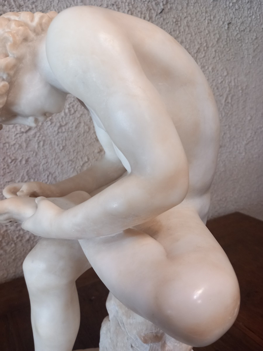 Big Spinario In White Marber.-photo-4