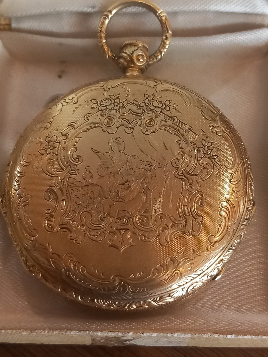 Jolie montre 'gousset', or 18 k, datée 1891, en état de marche.-photo-2
