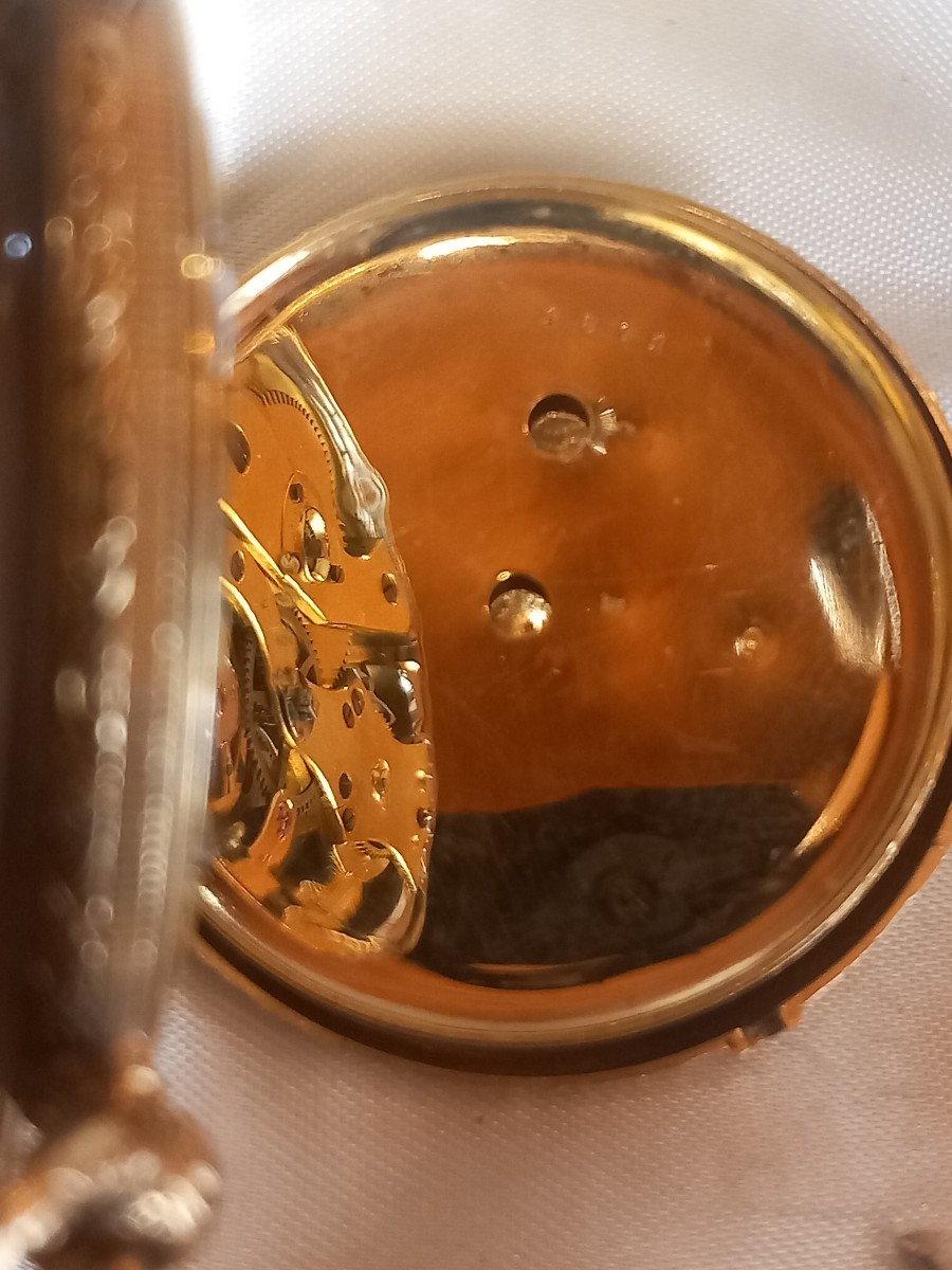Jolie montre 'gousset', or 18 k, datée 1891, en état de marche.-photo-2
