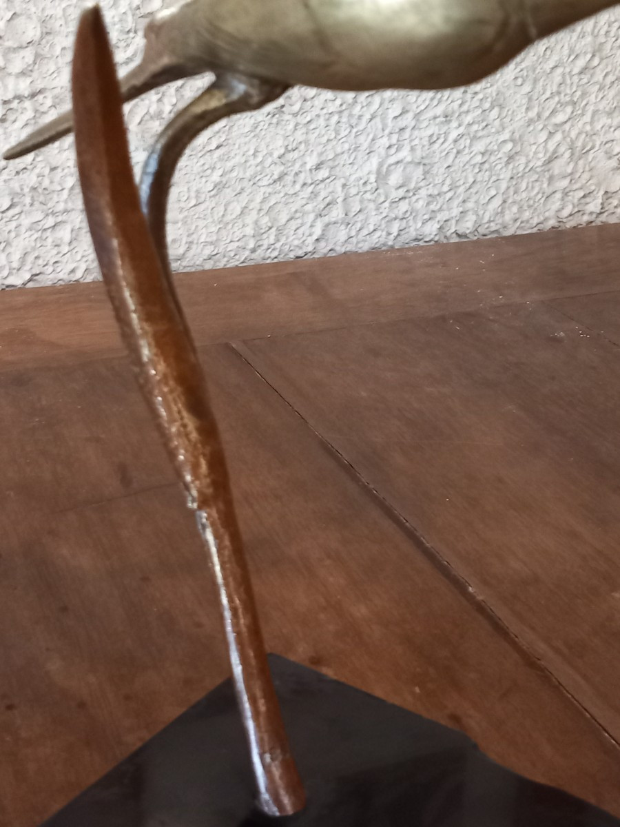 "blackbird Singing On An Ear Of Corn", Bronze Sculpture By Av Becquerel (1893-1981).-photo-4