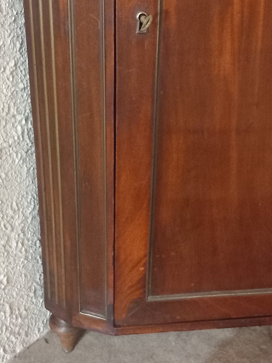 Louis XVI Corner Cupboard, Late 18th Century, In Flamed Mahogany.-photo-2