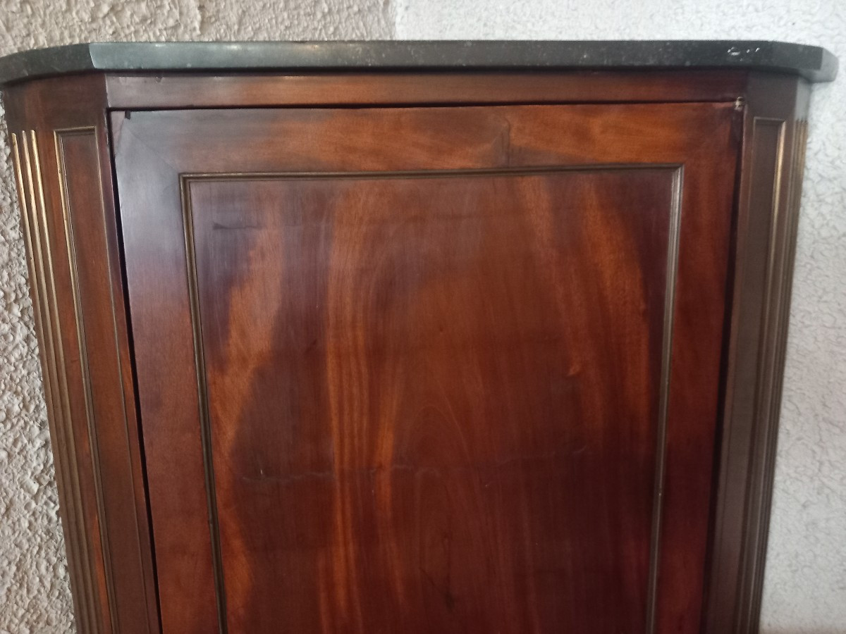 Louis XVI Corner Cupboard, Late 18th Century, In Flamed Mahogany.-photo-1