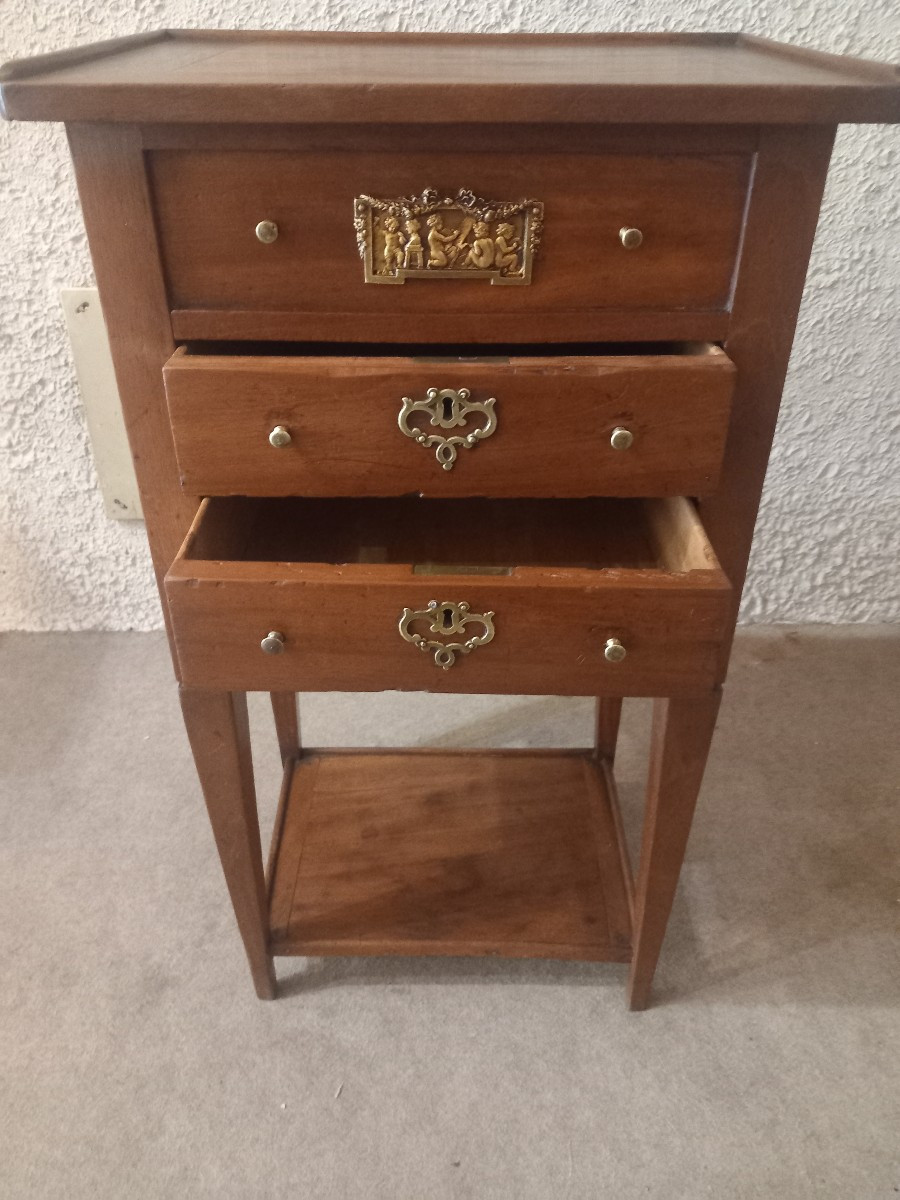 "snack" Directoire, Late 19th Century, In Walnut And Cherry.-photo-3