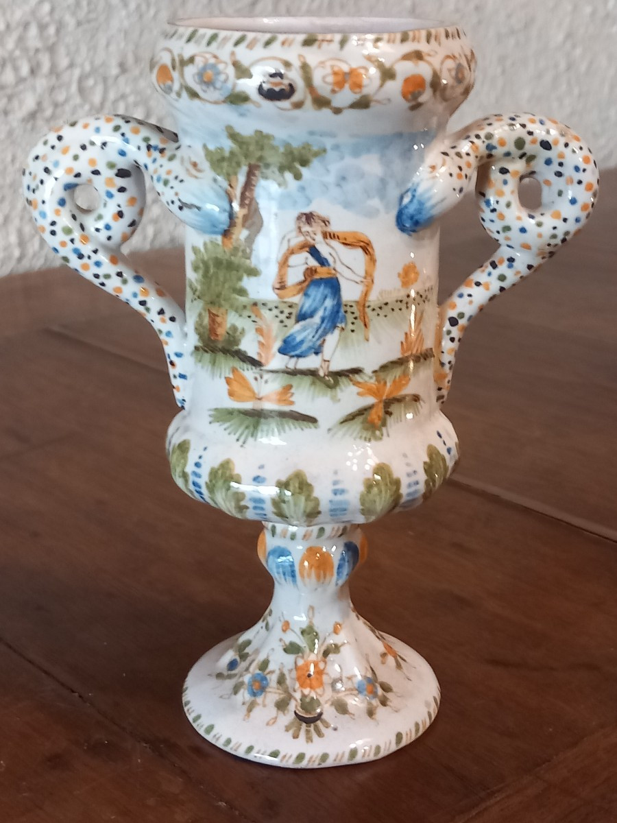 Pair Of Small Ointment Pots, 18th Century Moustiers Earthenware, Signed Pelloquin.-photo-2