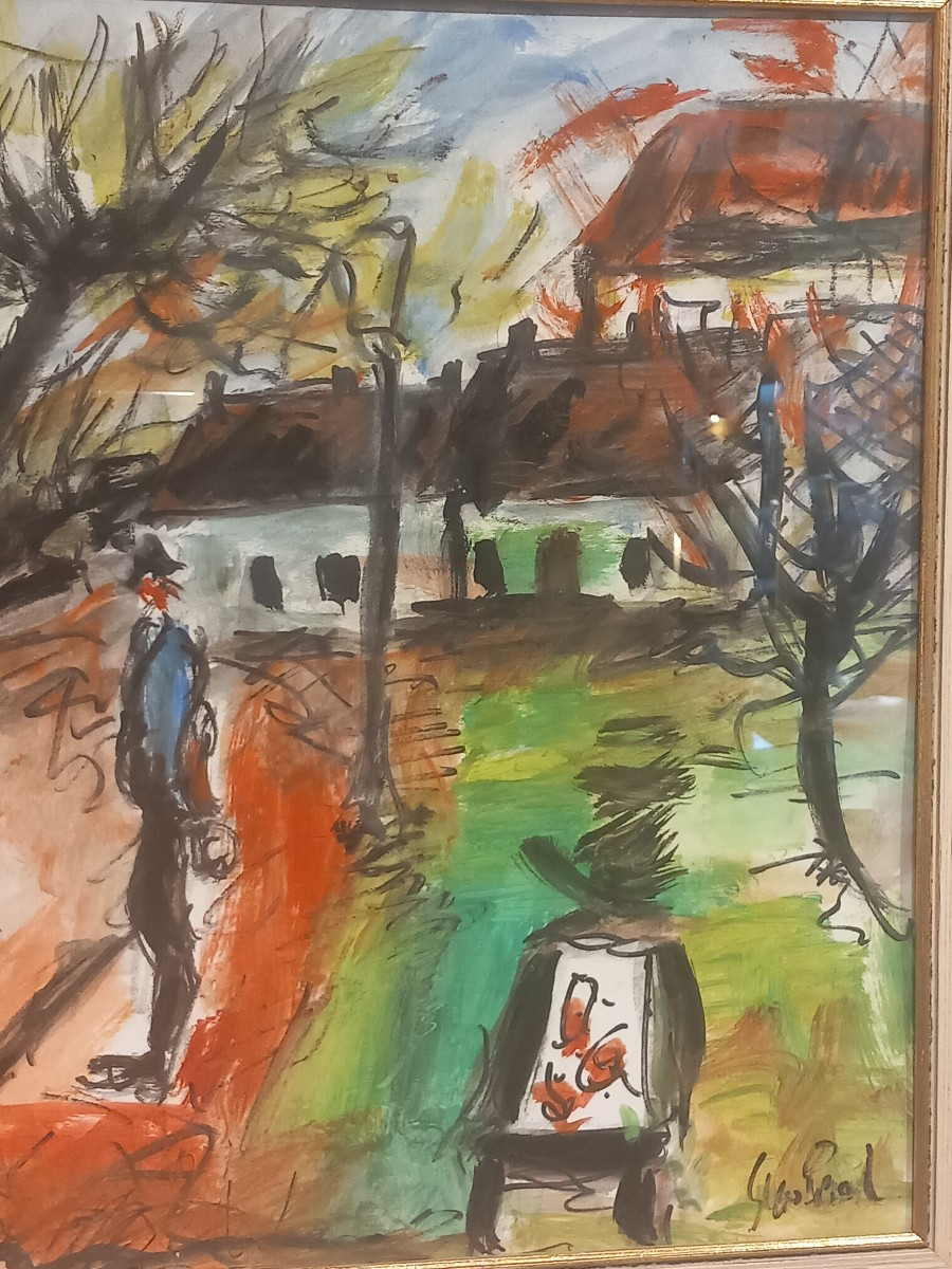 "petanque Game In Montmartre", Gouache By Gen Paul, Circa 1960.-photo-1