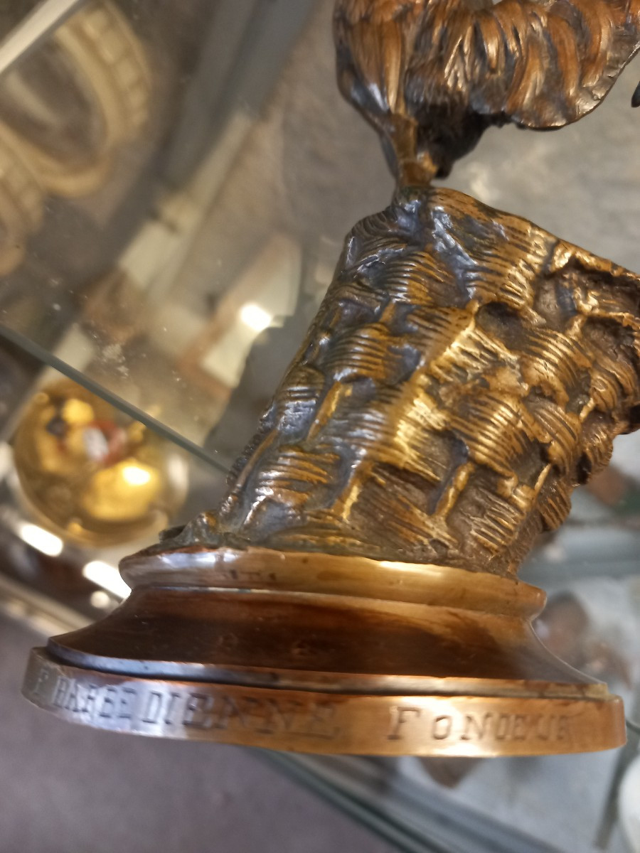 "le Coq Gaulois", bronze de A. CAIN;  pot à allumettes.-photo-6