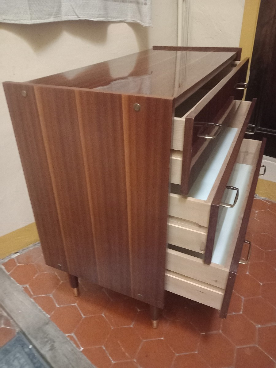 Chest Of Drawers From The 50s And 60s, Rosewood. Signed "mp"-photo-4