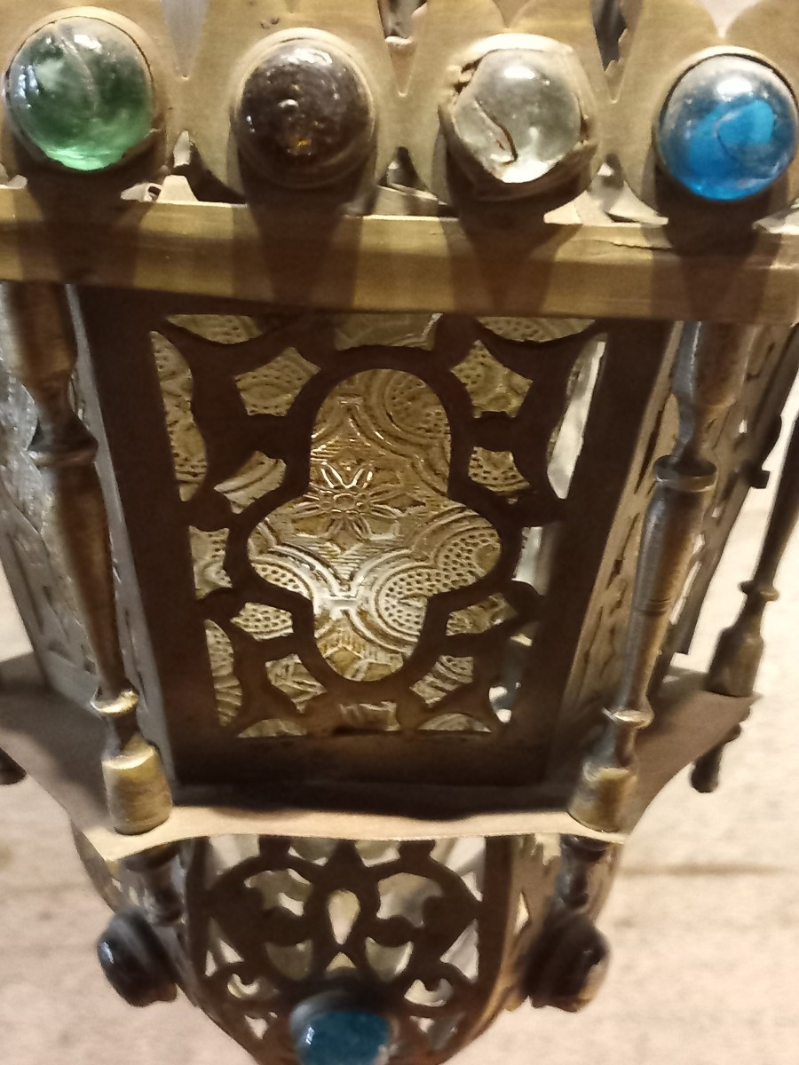 Lanterne en cuivre et bronze, Maroc fin 19ème.-photo-6