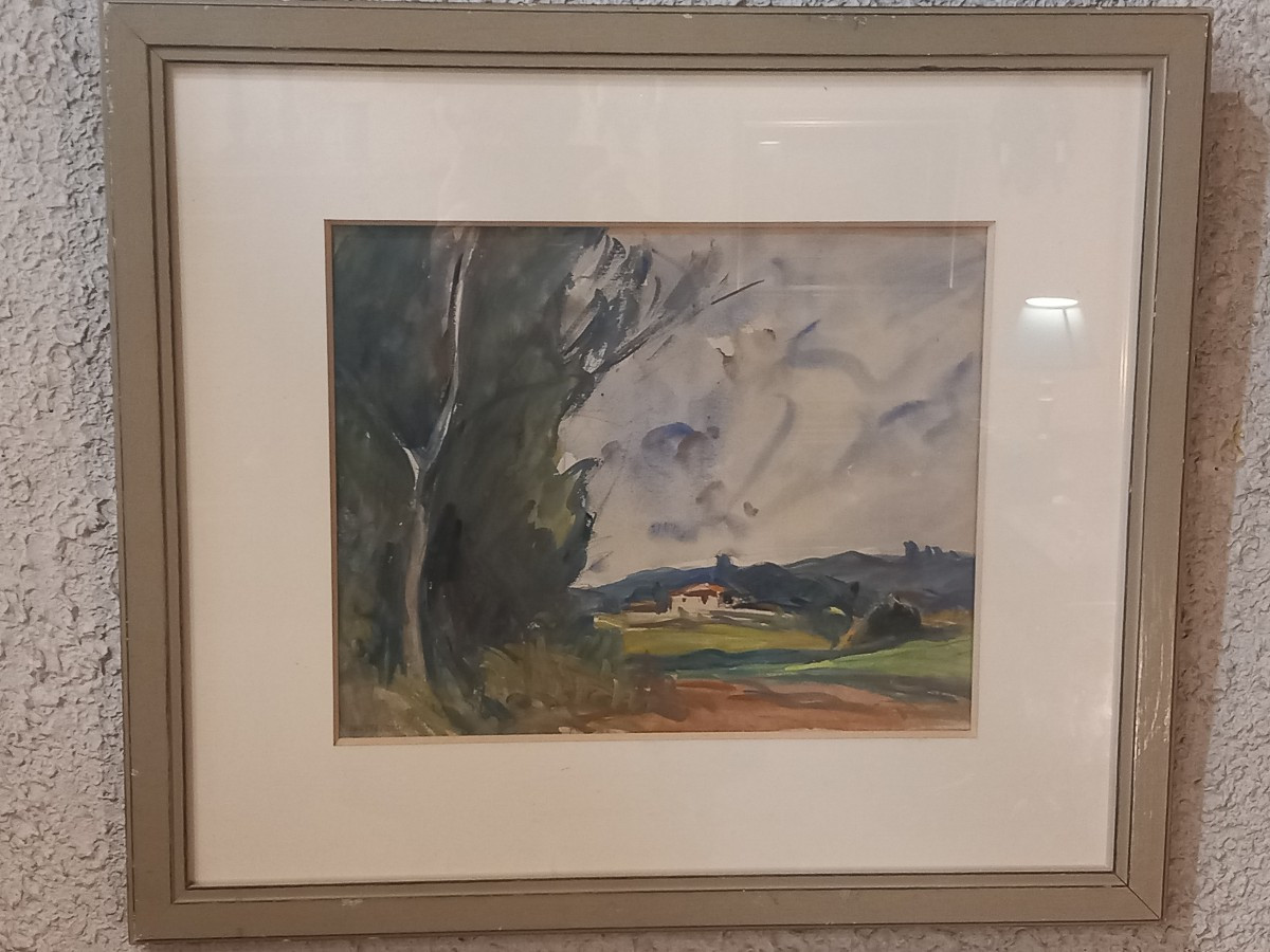 " Paysage de Provence", aquarelle signée Marcel ARNAUD (1877-1956)-photo-2