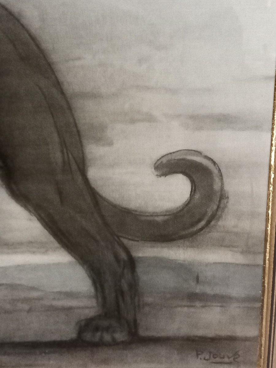 "La panthère noire" estampe sur papier, signée dans la planche 'P. JOUVE' (1880-1973)-photo-2