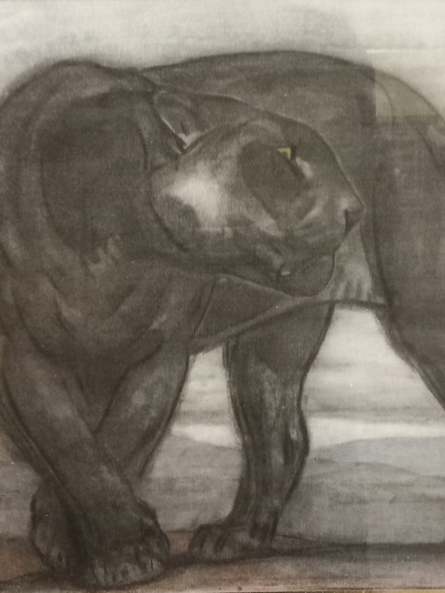 "La panthère noire" estampe sur papier, signée dans la planche 'P. JOUVE' (1880-1973)-photo-3