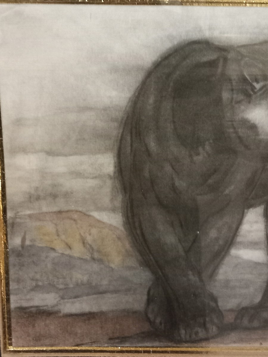 "La panthère noire" estampe sur papier, signée dans la planche 'P. JOUVE' (1880-1973)-photo-4