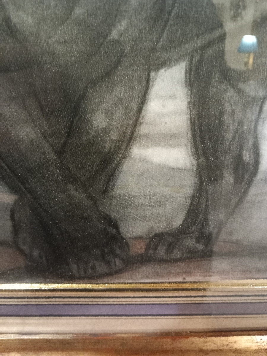 "La panthère noire" estampe sur papier, signée dans la planche 'P. JOUVE' (1880-1973)-photo-3