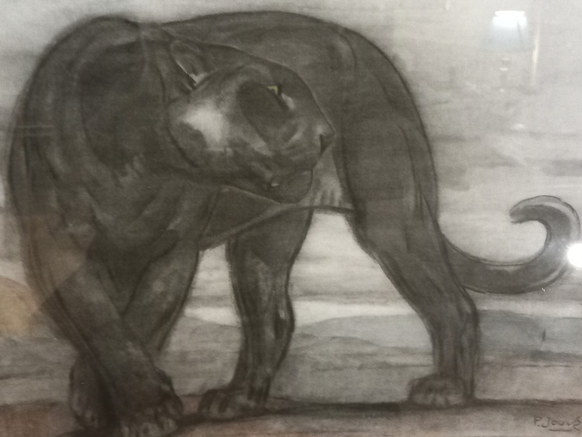 "La panthère noire" estampe sur papier, signée dans la planche 'P. JOUVE' (1880-1973)