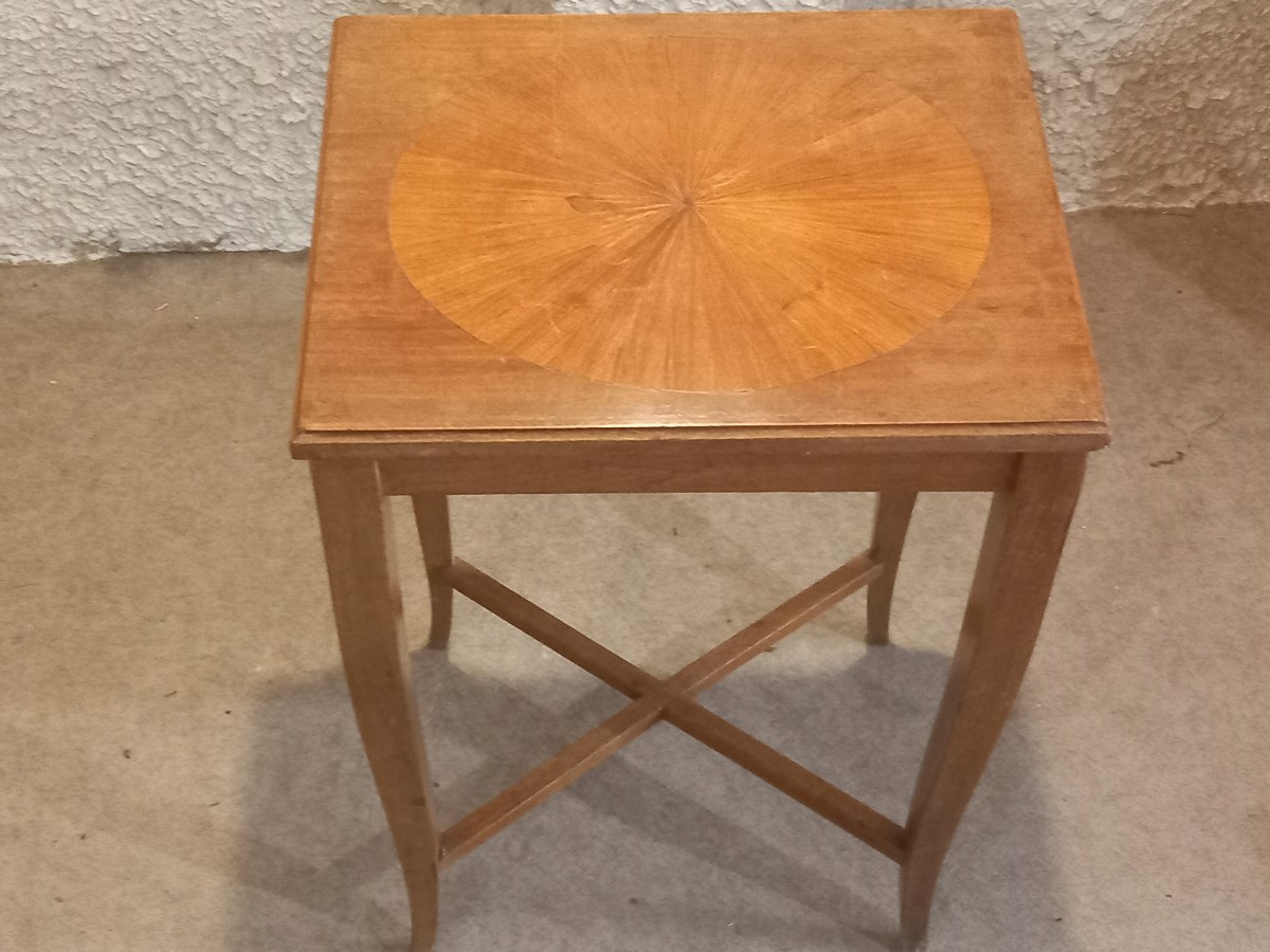 Set Of Three Nesting Tables, Art Nouveau, In The Style Of André Groult. Light Mahogany.-photo-5