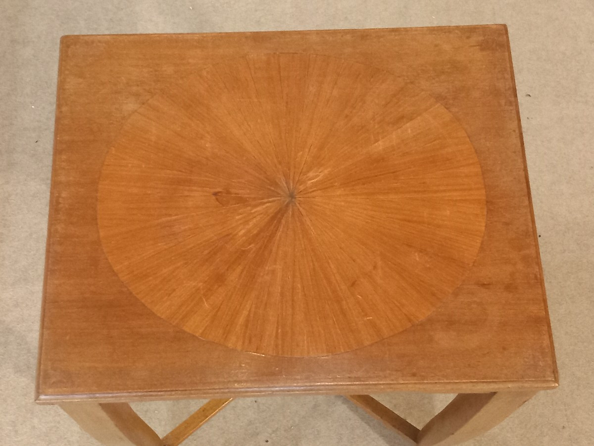 Set Of Three Nesting Tables, Art Nouveau, In The Style Of André Groult. Light Mahogany.-photo-6