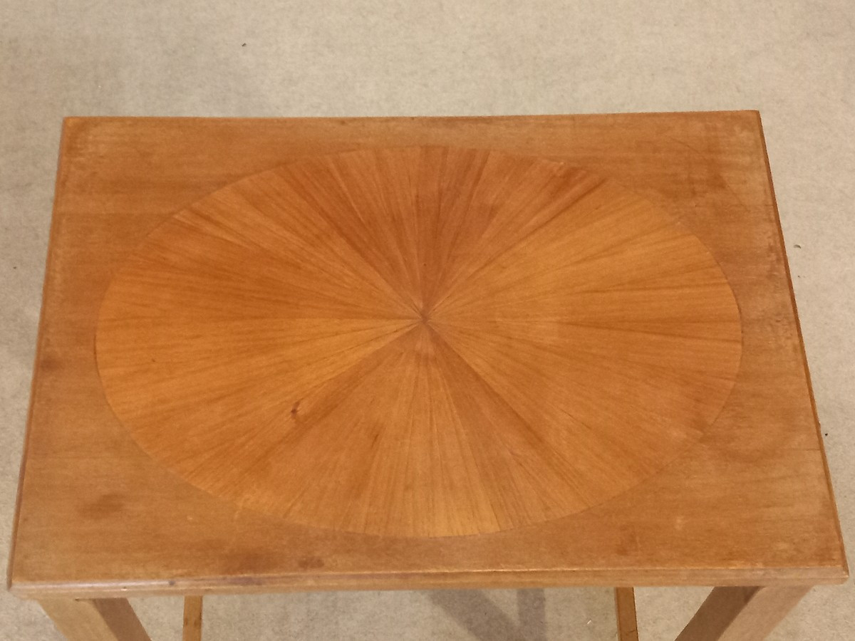 Set Of Three Nesting Tables, Art Nouveau, In The Style Of André Groult. Light Mahogany.-photo-7