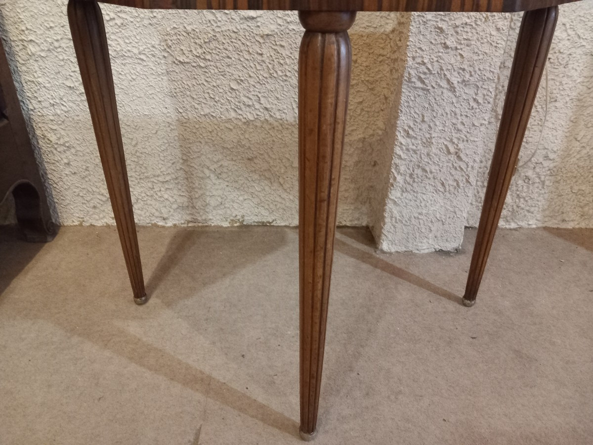 Console-table à jeux d'époque Art Déco, en palissandre de Rio, loupe d'amboine et acajou.-photo-4