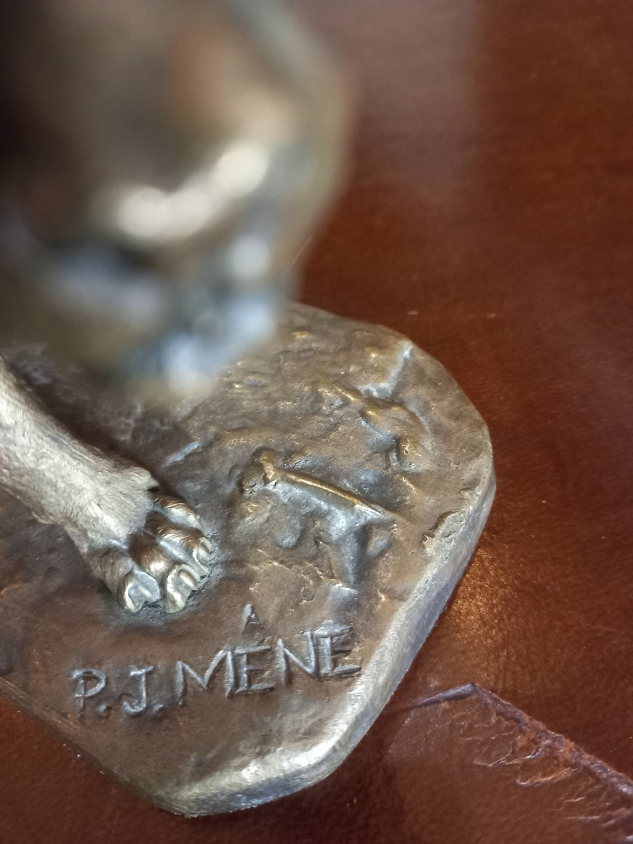 Rare bronze de P-J.  Mène: "lion de montagne" ou cougar.-photo-4