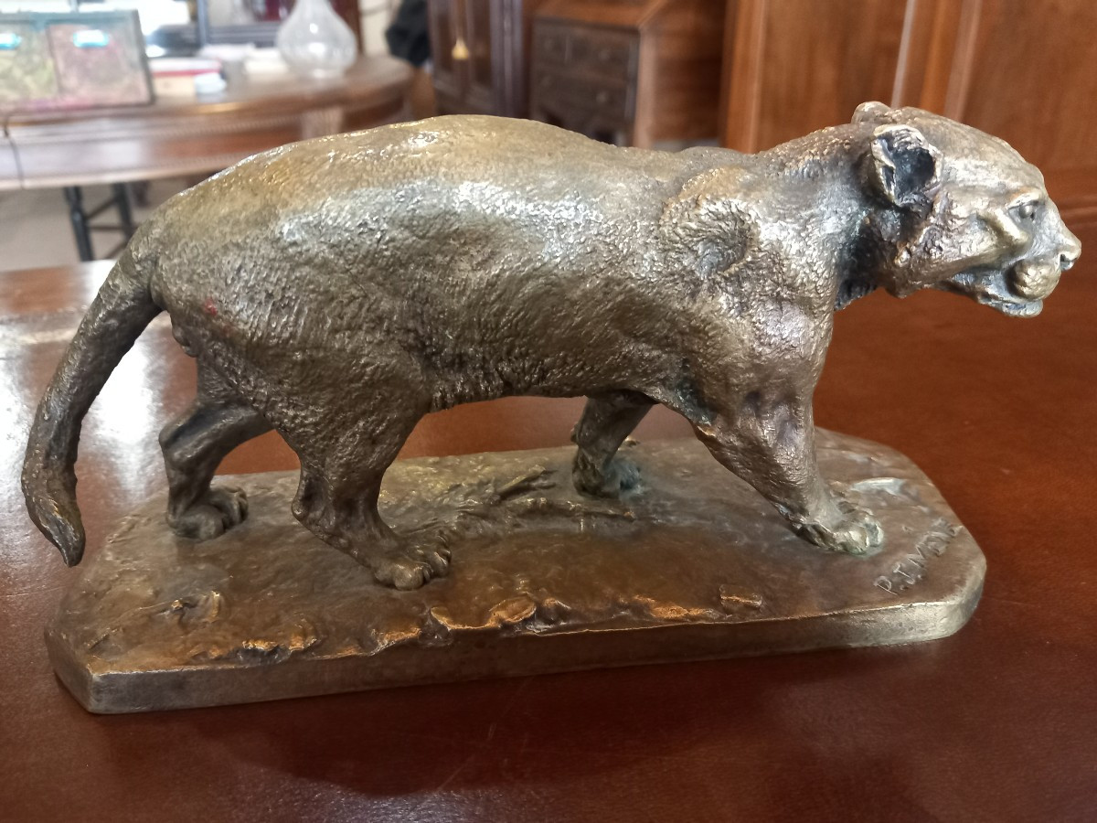 Rare bronze de P-J.  Mène: "lion de montagne" ou cougar.