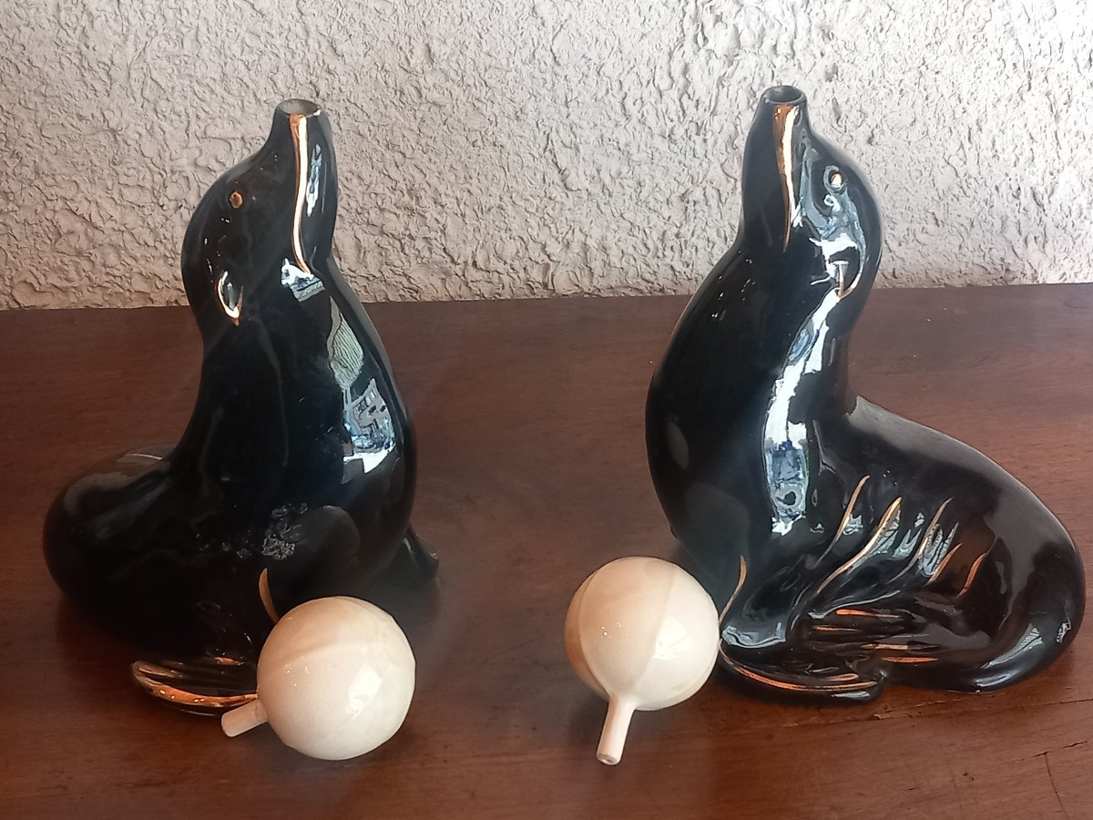Pair Of Zoomorphic Bottles For 'cazanove à Bordeaux' Liqueur.-photo-1