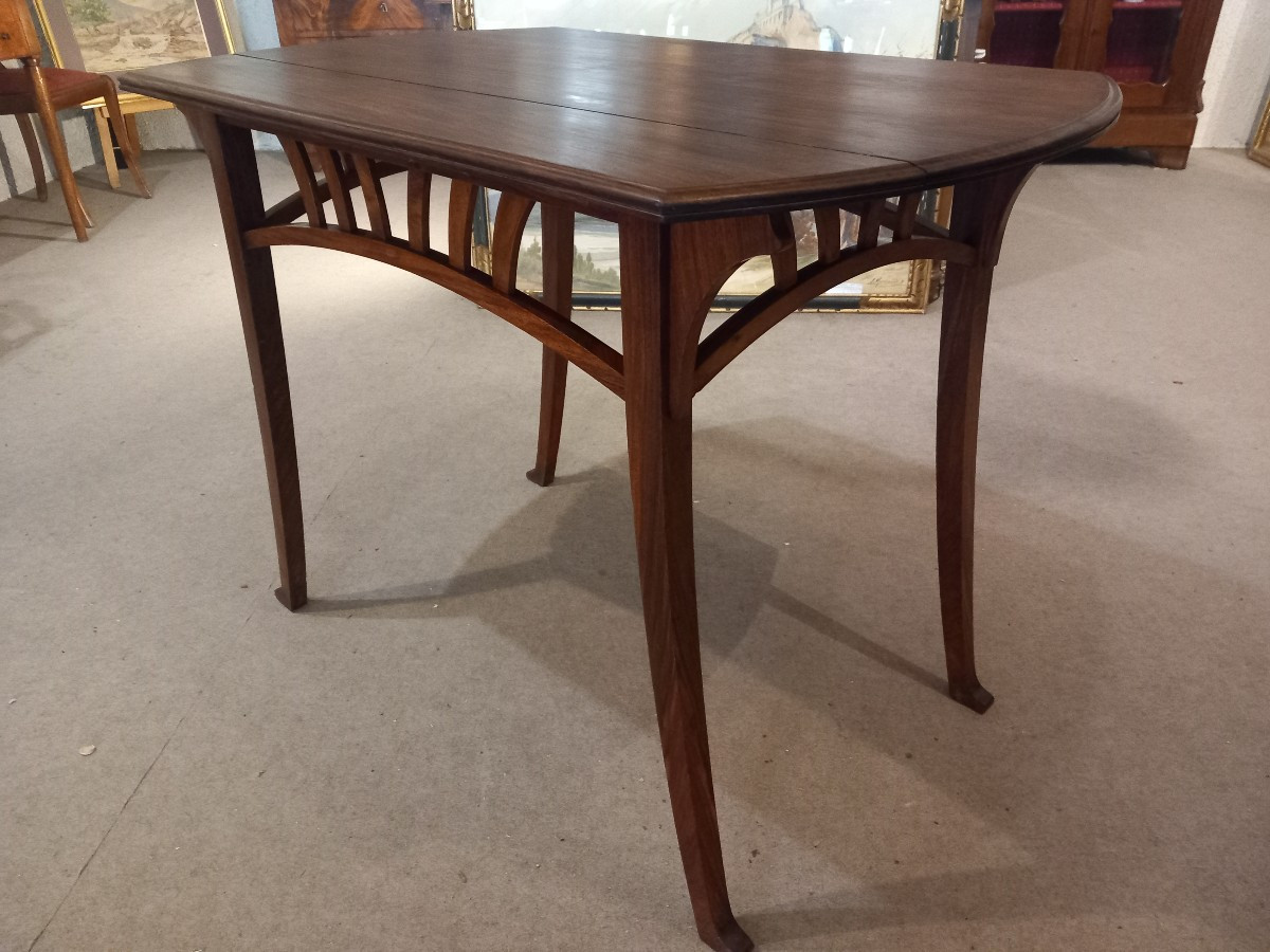 Table de milieu Art Nouveau, Gustave Serrurier- Bovy, en acajou.-photo-2
