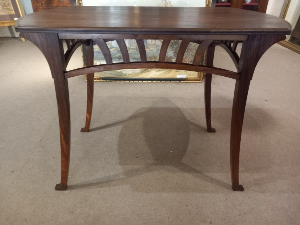 Table de milieu Art Nouveau, Gustave Serrurier- Bovy, en acajou.-photo-3