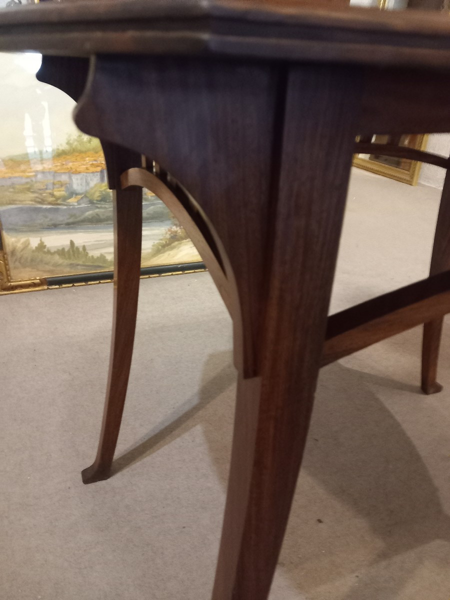 Table de milieu Art Nouveau, Gustave Serrurier- Bovy, en acajou.-photo-4