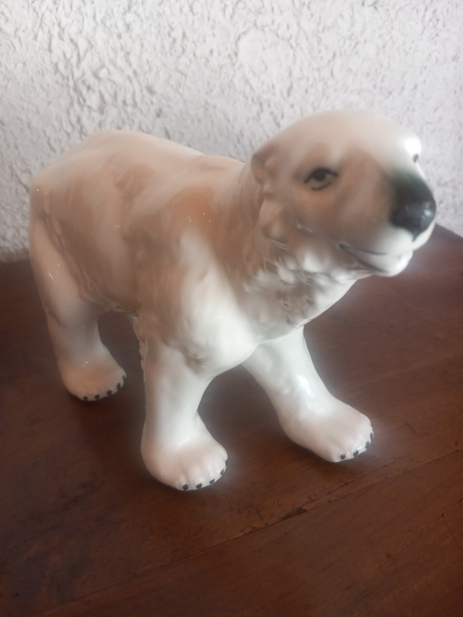 Polar Bear, Bohemian Porcelain, Mid-20th Century.-photo-2