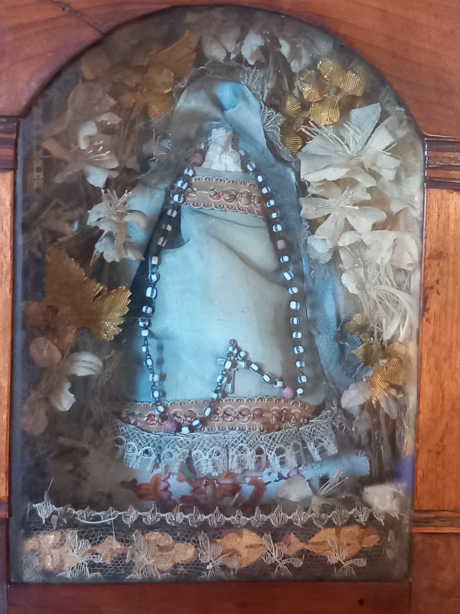 Reliquaire-paperolle en noyer, époque 19ème. -photo-3
