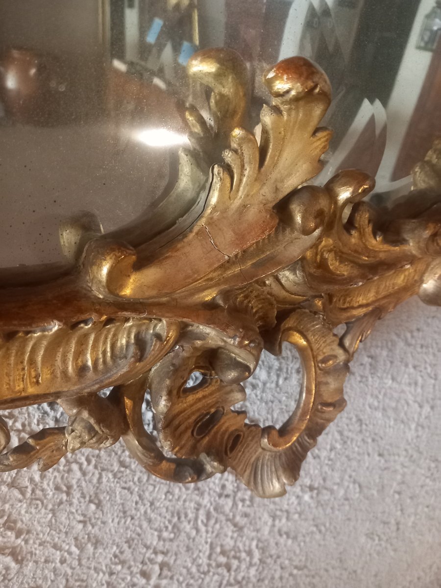 Large Mirror, Louis XV Style, Gilded Wood, Napoleon III Period.-photo-5