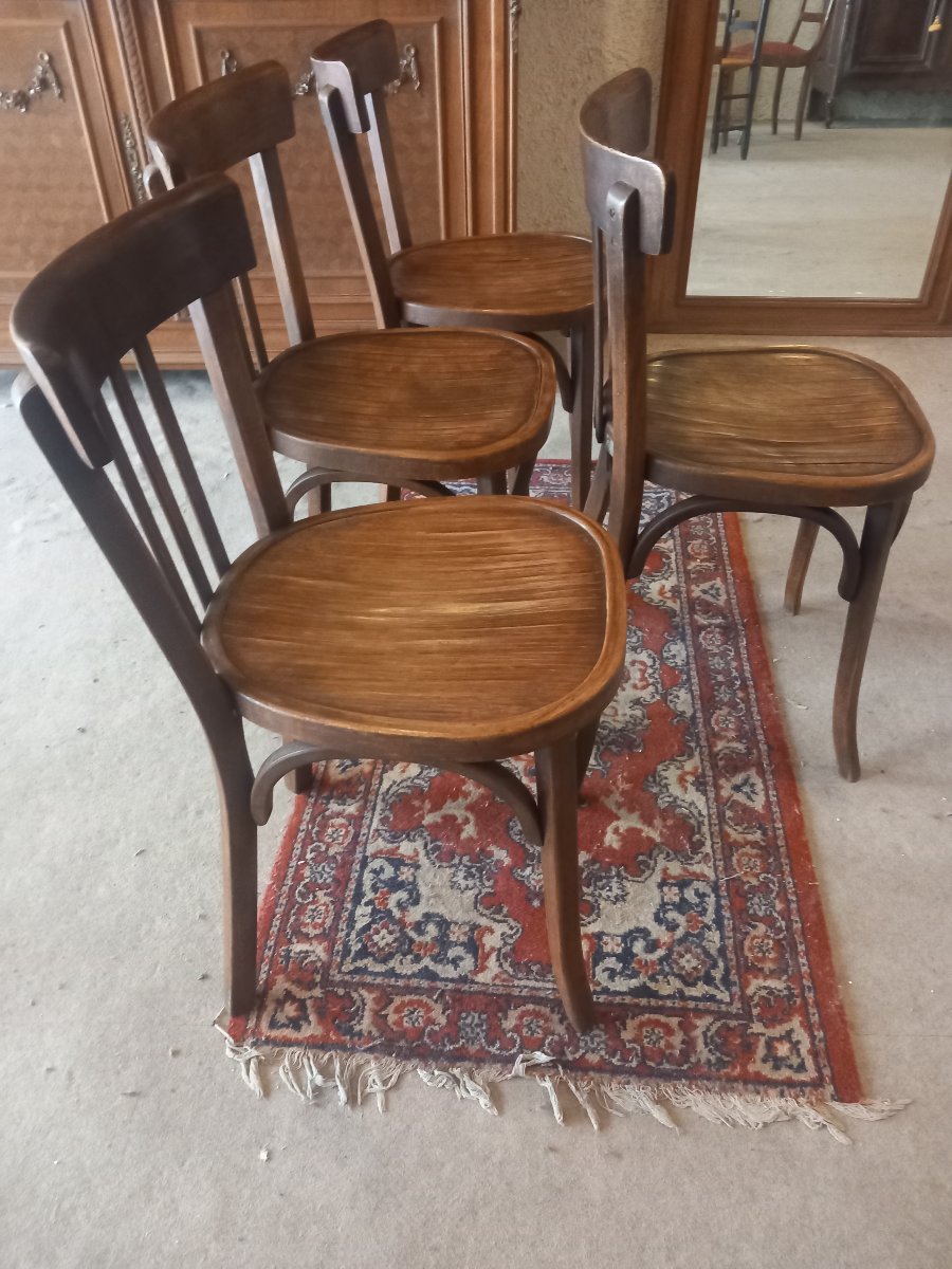 Série de 4 chaises bistrot "BAUMANN", d'époque Art Déco. -photo-4