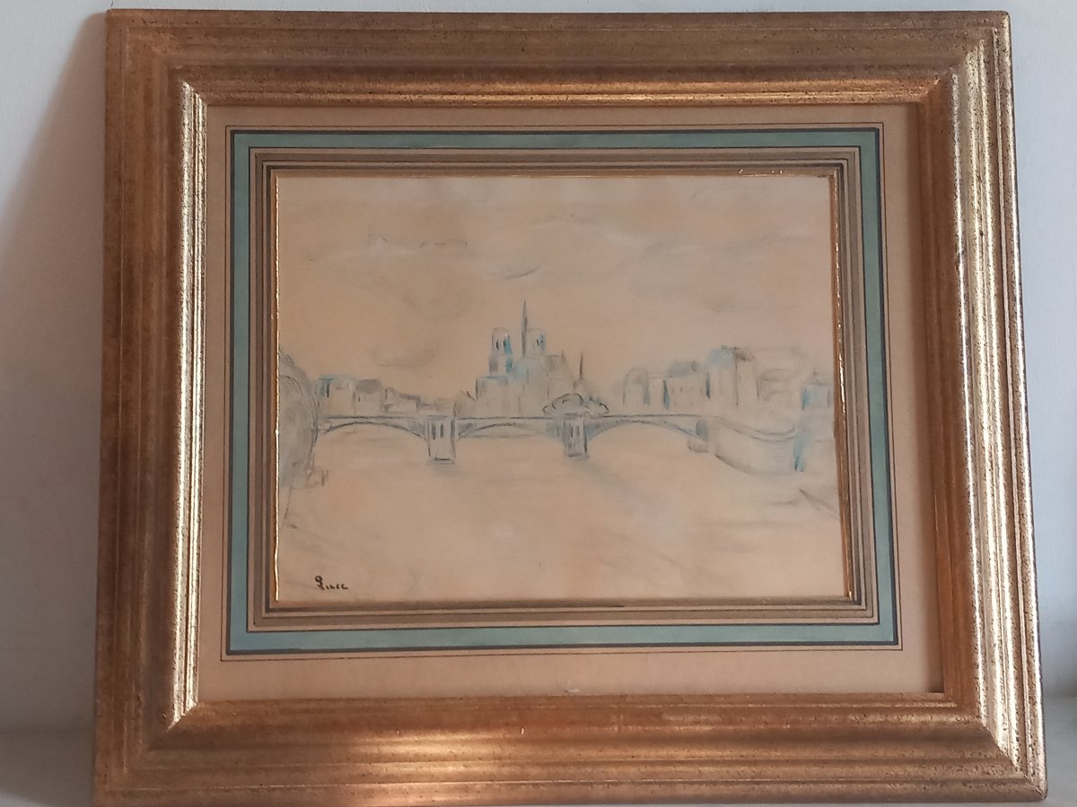 "Vue de Notre Dame de Paris", dessin de Maximilien LUCE (1858-1941)-photo-3