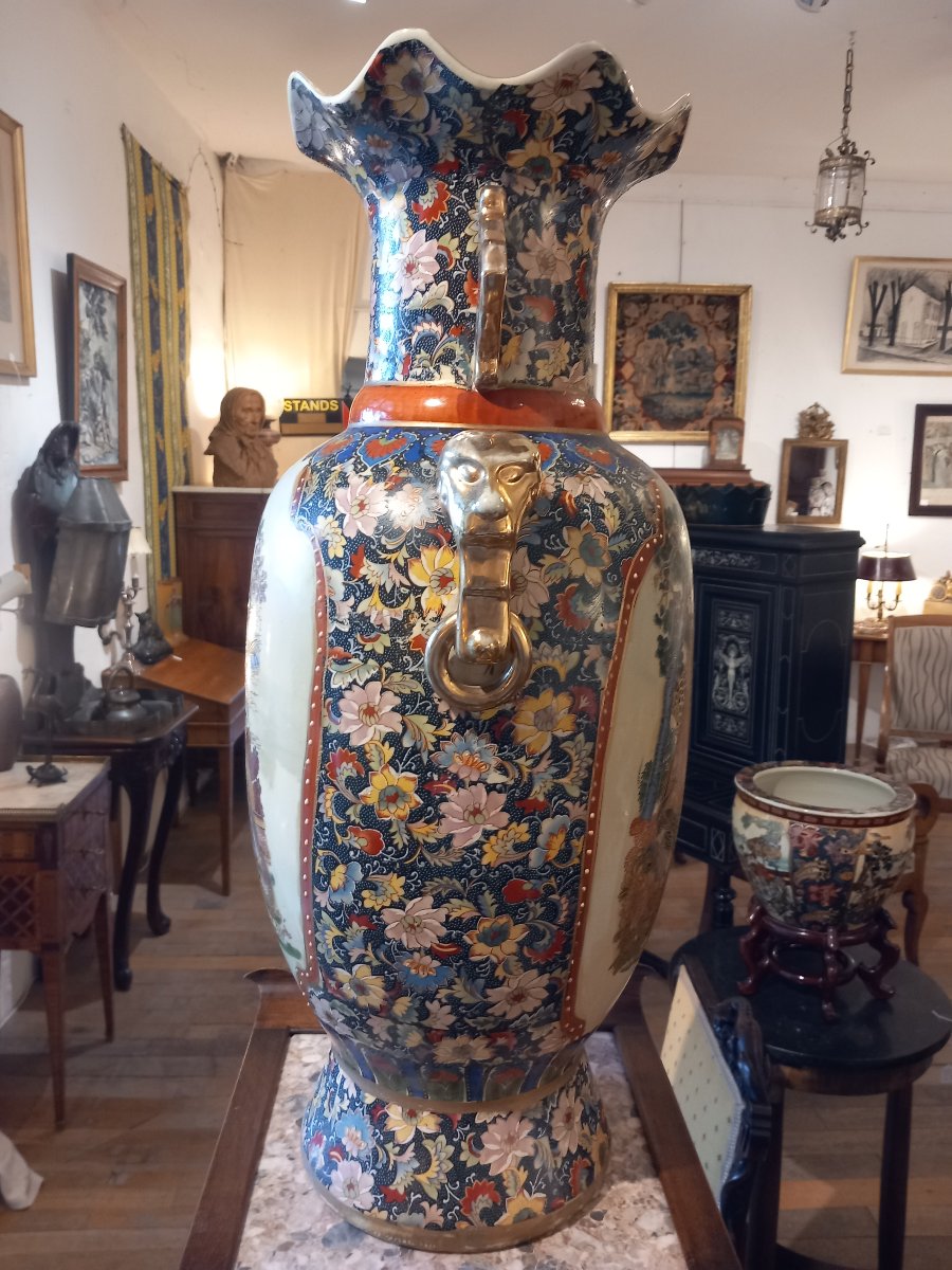 Grand vase en porcelaine Satsuma, Japon fin 19ème.-photo-2