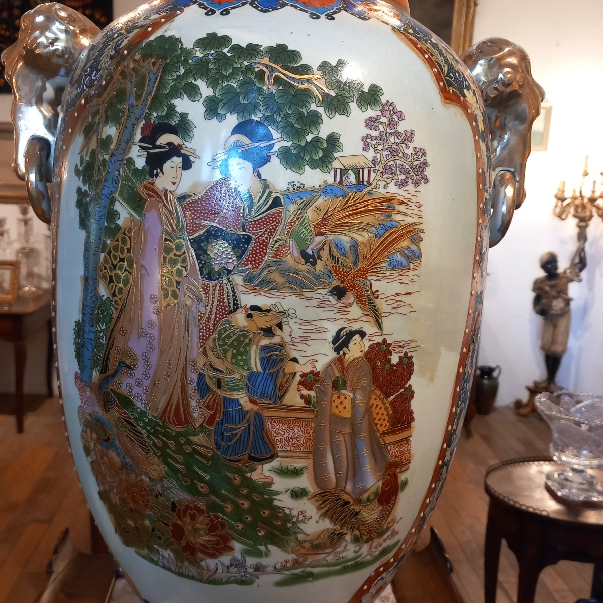 Grand vase en porcelaine Satsuma, Japon fin 19ème.-photo-2