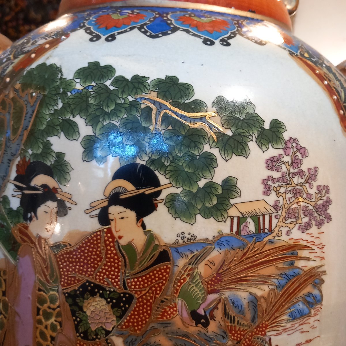 Grand vase en porcelaine Satsuma, Japon fin 19ème.-photo-3