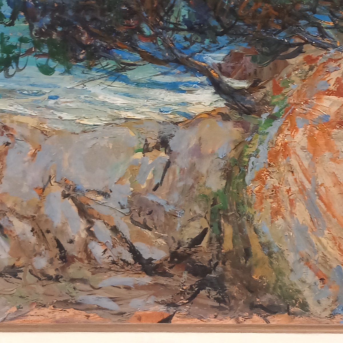 "Bord de côte entre Carry et Sausset", huile sur Isorel, signée 'Van Den Bussche.-photo-3