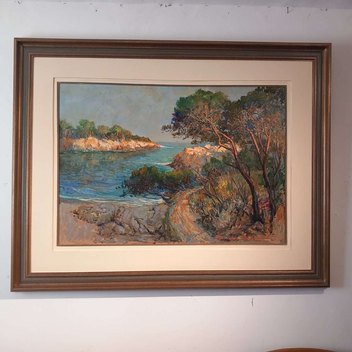 "Bord de côte entre Carry et Sausset", huile sur Isorel, signée 'Van Den Bussche.