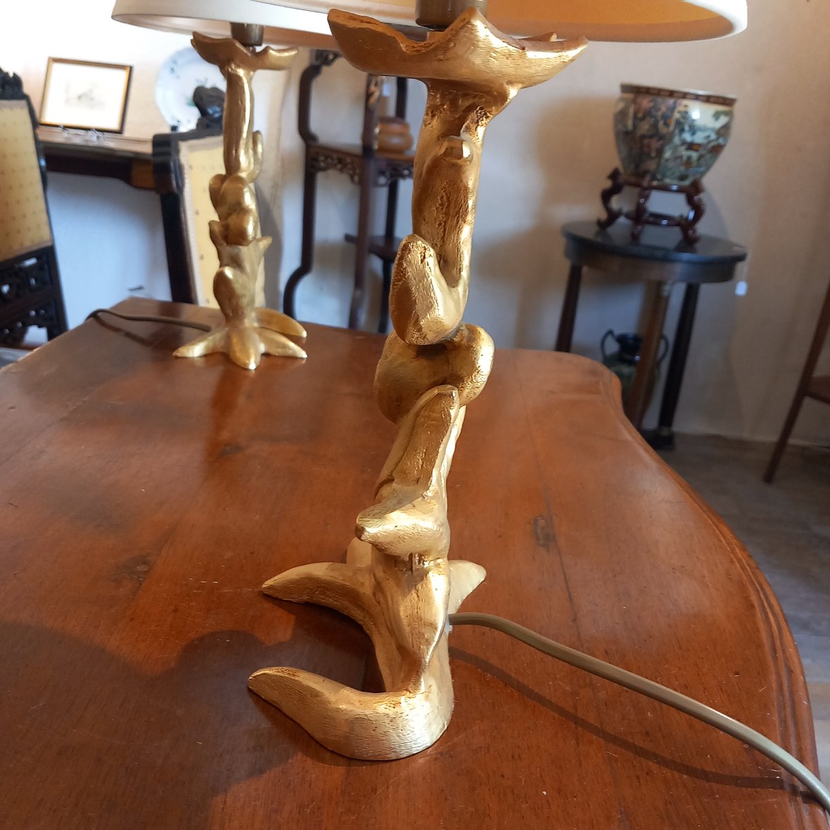 Paire de lampes de table modernistes, signées  Georges Mathias.-photo-2